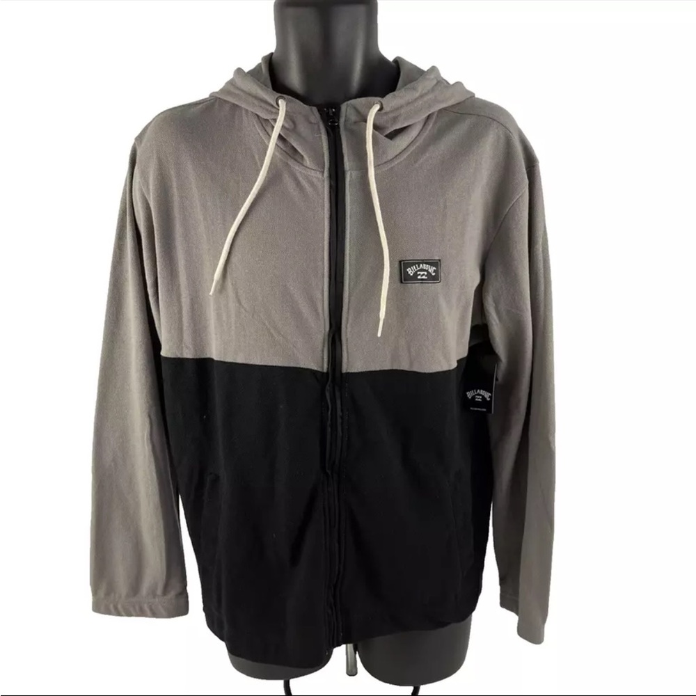 New Mens Billabong Full Zip Abner Hoodie Jacket Sz S NWT Gray Black $80